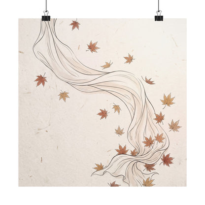 Silk Drape Minimal Line Wall Art Print | Elegant Japandi Art