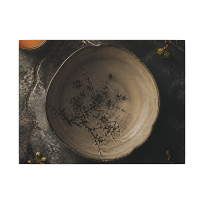 Ceramic Bowl Spring Canvas Art | Japandi Earthy Design