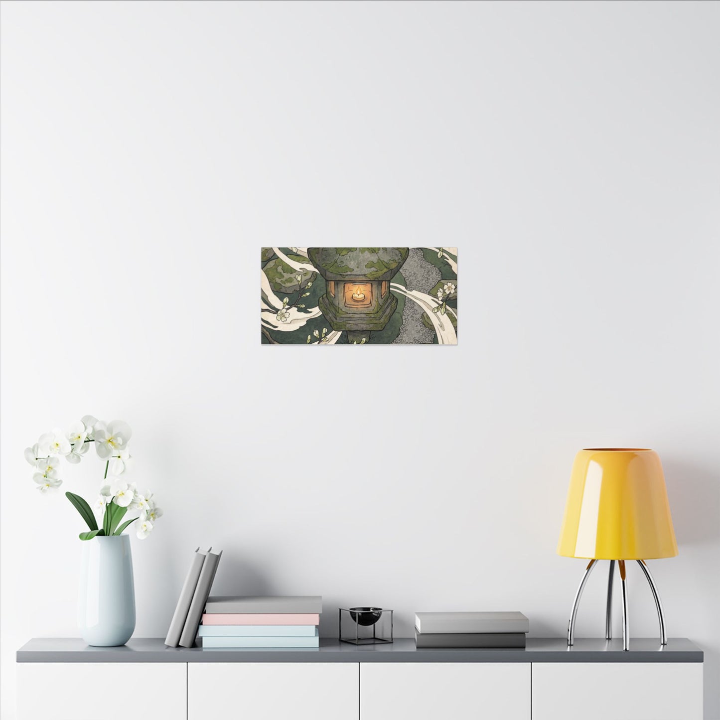 Zen Stone Lantern in Candlelight | Ukiyo E Inspired Canvas Art