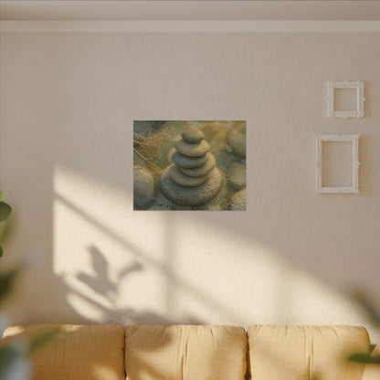 River Stones Watercolor Canvas Art | Elegant Japandi Art