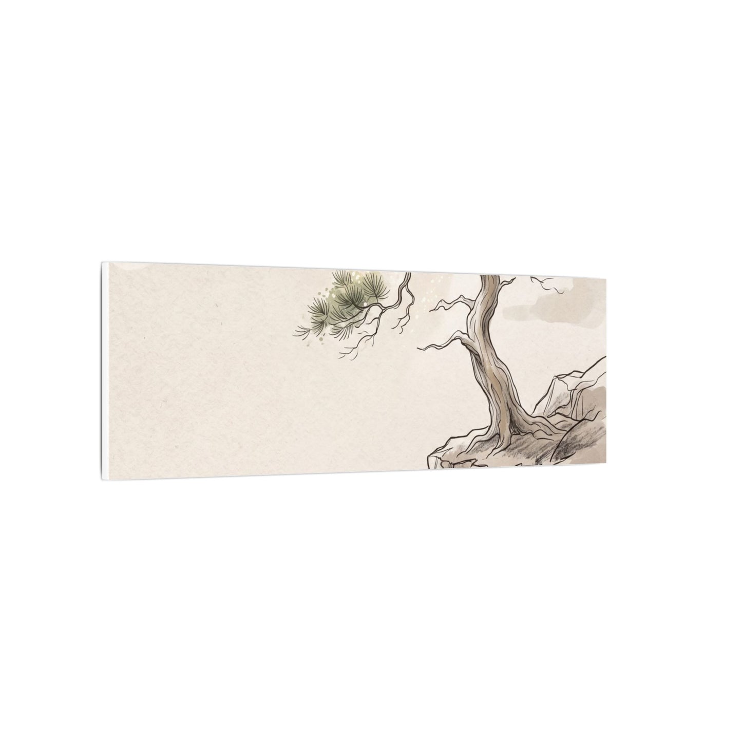 Japandi Pine Tree in Dappled | Minimal Line Canvas Art