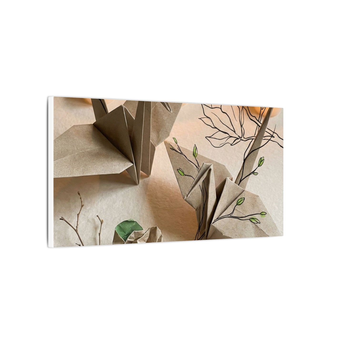 Paper Fold Spring Canvas Art | Japandi Earthy Design