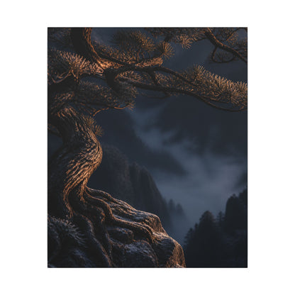 Bold Pine Tree Canvas Art - Shadow Zen Dark Japandi