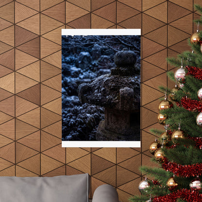 Winter Stone Lantern Shadow Zen Wall Art Print | Atmospheric Decor