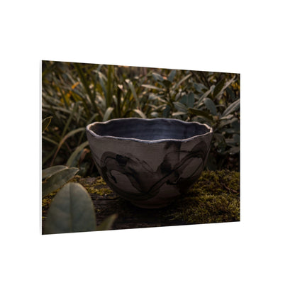 Ceramic Bowl Canvas Art | Summer Dark Japandi Charcoal Ink Art
