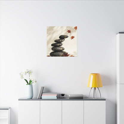 Kintsugi River Stones in Dappled | Crackle Gold Canvas Art