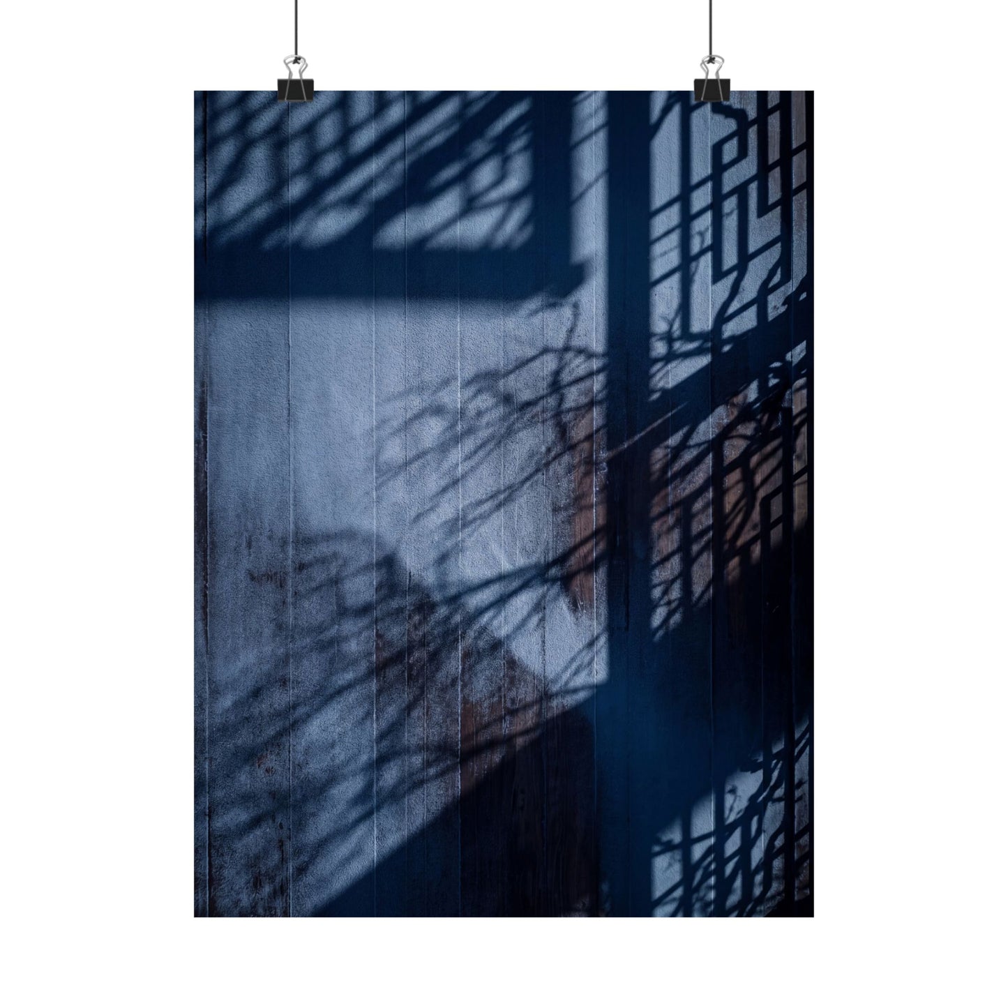 Sophisticated Shadow Play Wall Art Print - Moody Minimal Dark Japandi