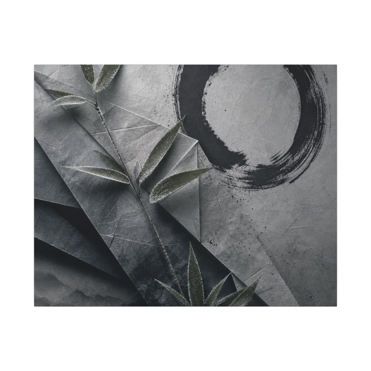 Winter Paper Fold Enso Canvas Art | Serene Decor