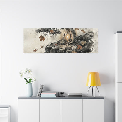 Pine Tree Autumn Canvas Art | Japandi Earthy Design