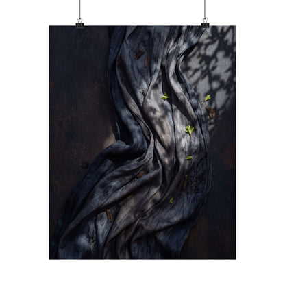 Dark Japandi Silk Drape in Dappled | Dark Texture Wall Art Print