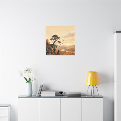 Pine Tree Autumn Canvas Art | Japandi Warm Design