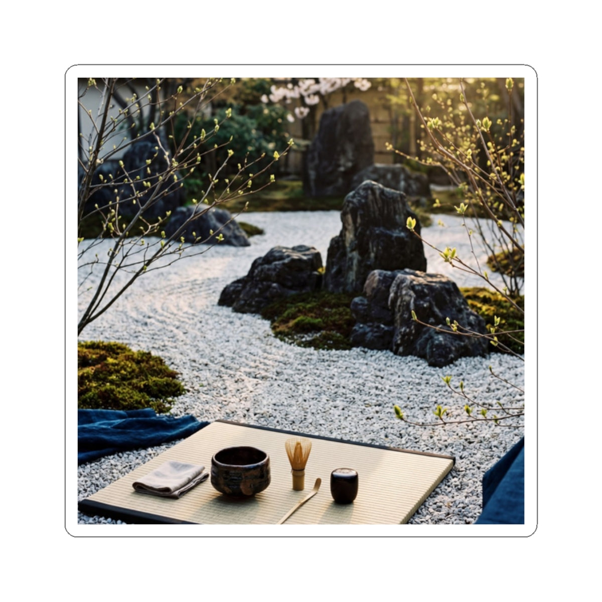 Golden Hour Tea Ceremony Sticker - Zen Seijaku