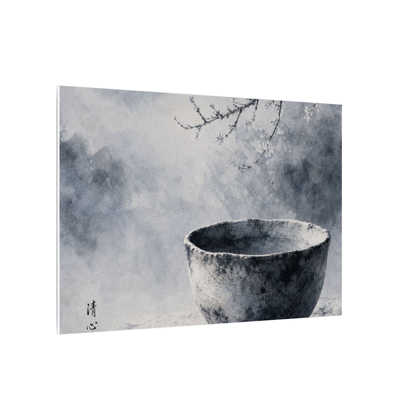 Seijaku Ceramic Bowl Canvas Art - Zen Sumi E