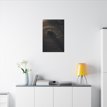 Rock Garden Shadow Zen Canvas Art | Bold Dark Japandi Art