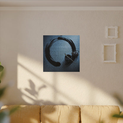Winter Tea Ceremony Enso Canvas Art | Peaceful Decor