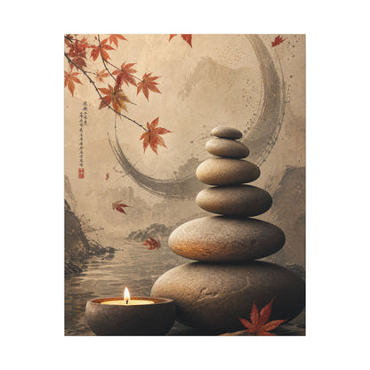 Japandi River Stones in Candlelight | Japanese Pattern Canvas Art