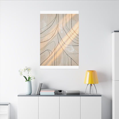 Shoji Screen Minimal Line Canvas Art | Warm Japandi Art