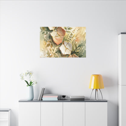 Japandi Broken Pottery in Golden Hour | Watercolor Canvas Art