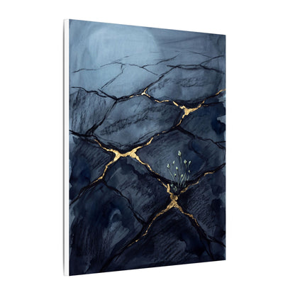 Mono No Aware Cracked Earth Canvas Art - Dark Japandi Charcoal Ink