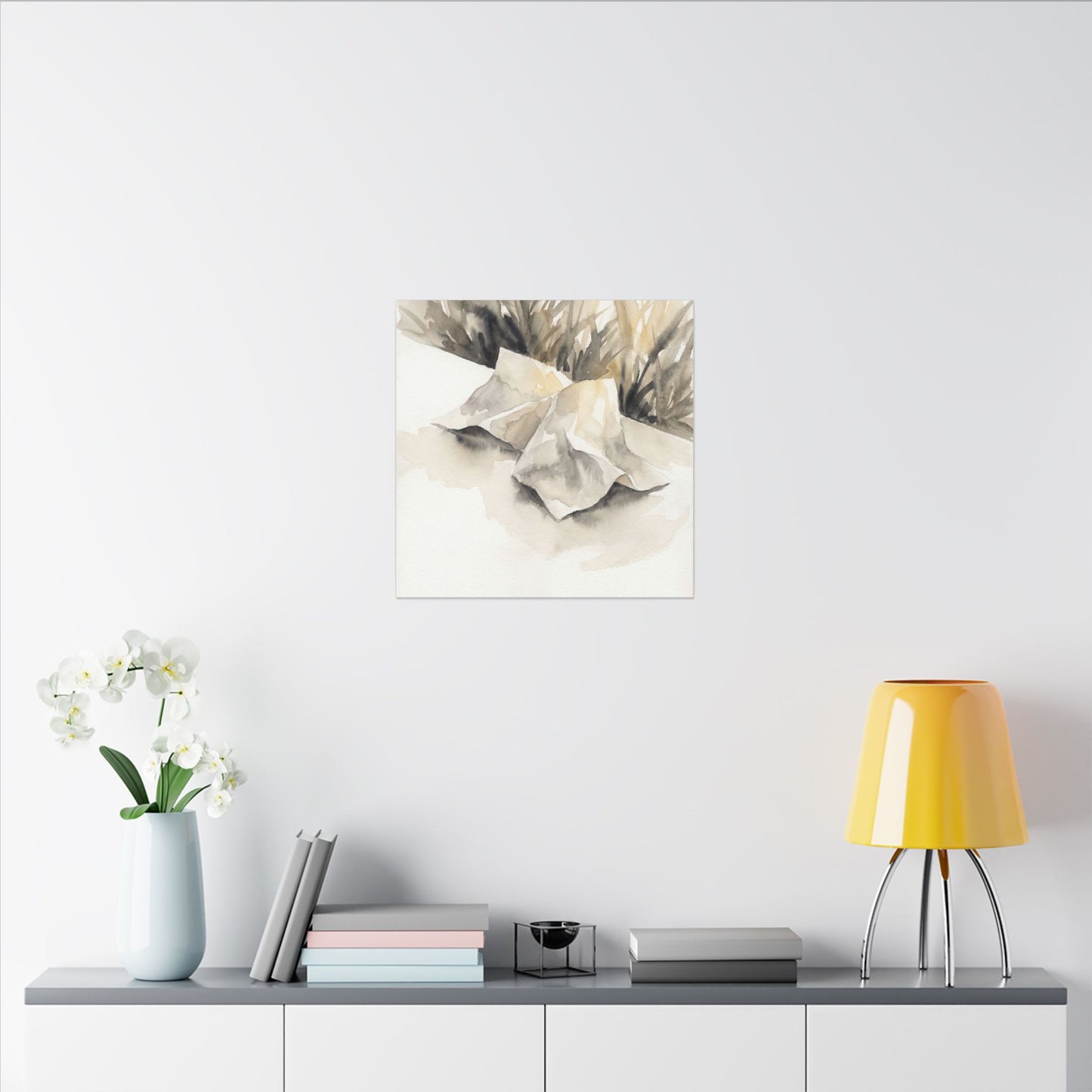 Paper Fold Watercolor Canvas Art | Warm Japandi Art