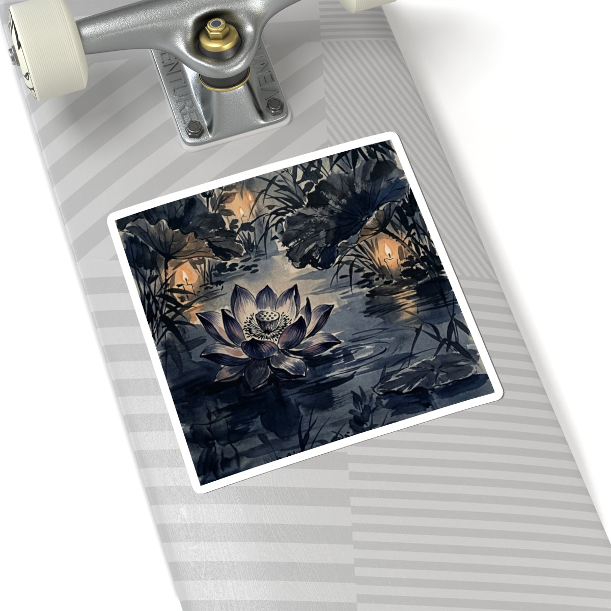 Summer Lotus Flower Sumi E Sticker | Peaceful Decor Art Print