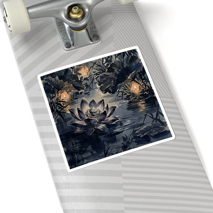 Summer Lotus Flower Sumi E Sticker | Peaceful Decor Art Print