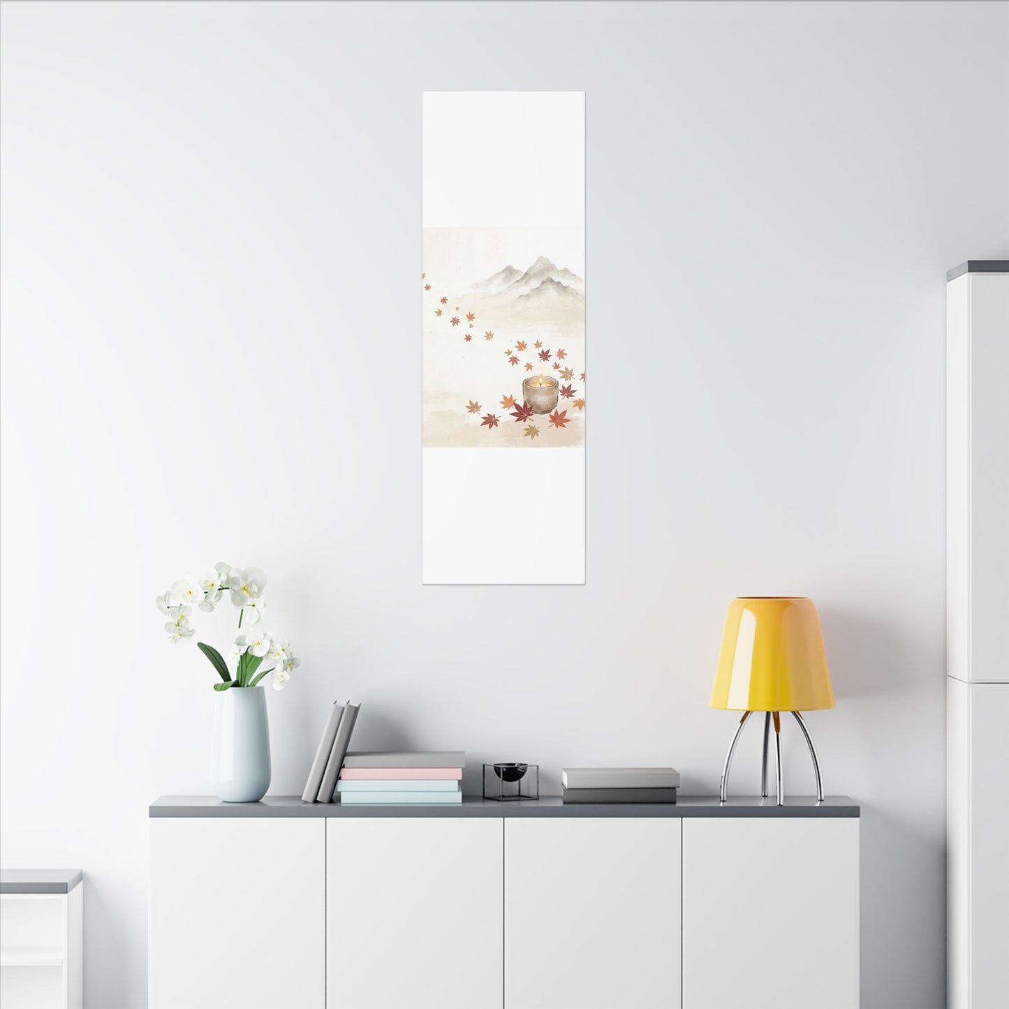 Earthy Mountain Mist Canvas Art - Japanese Pattern Japandi