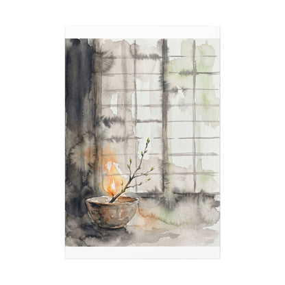 Shoji Screen Canvas Art | Spring Japandi Watercolor Art
