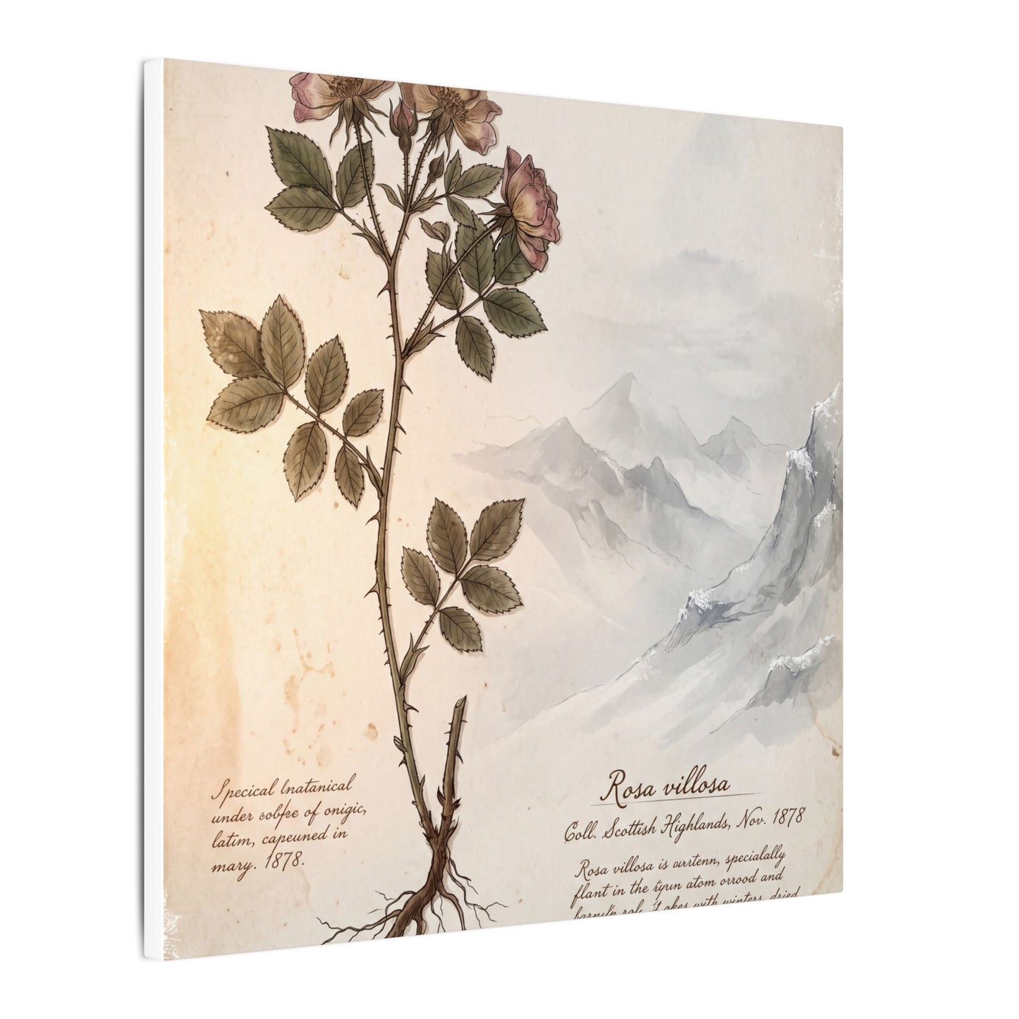 Winter Mountain Mist Herbarium Canvas Art | Earthy Decor
