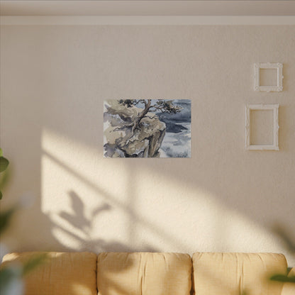 Pine Tree Canvas Art | Winter Japandi Watercolor Art