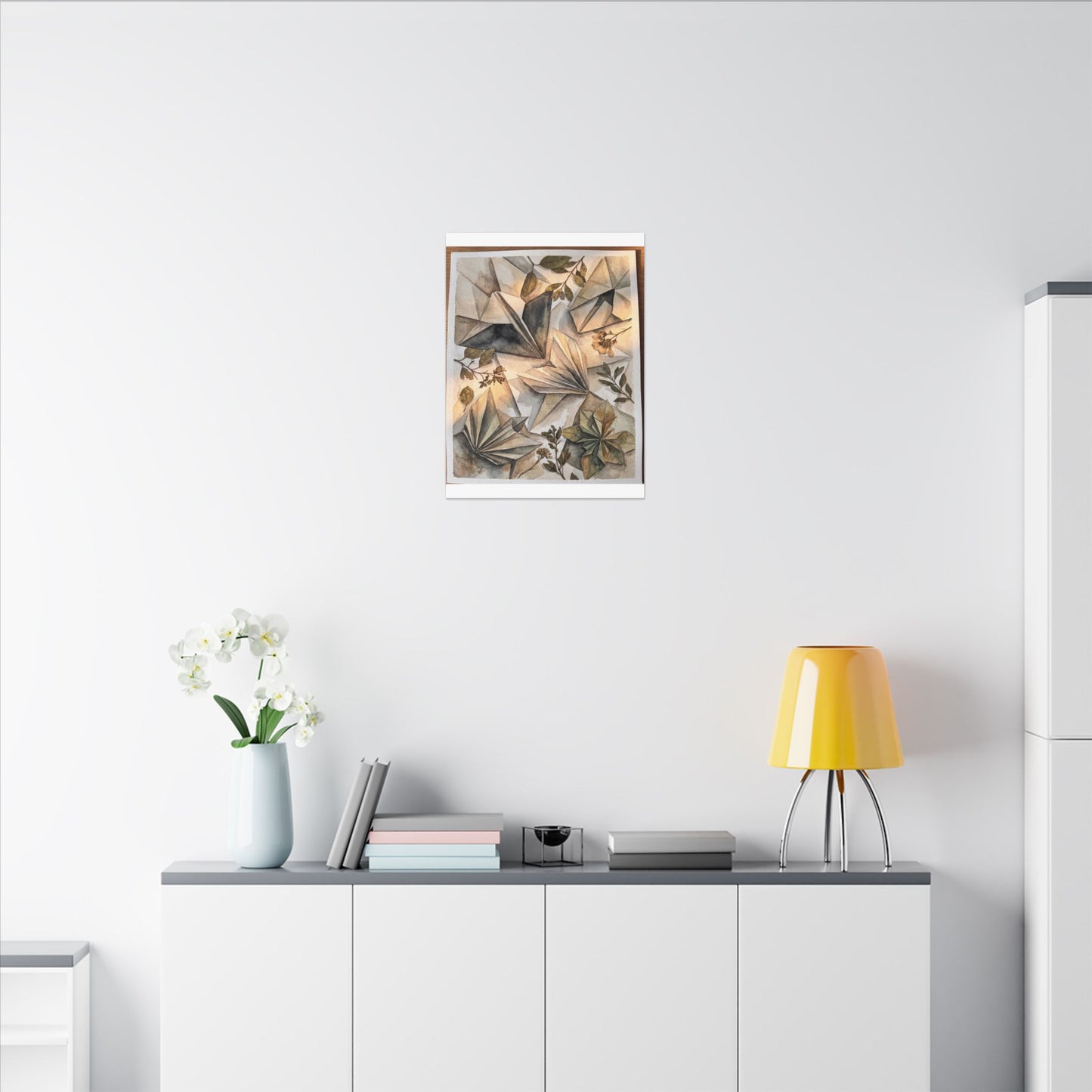 Golden Hour Paper Fold Canvas Art - Japandi Seijaku