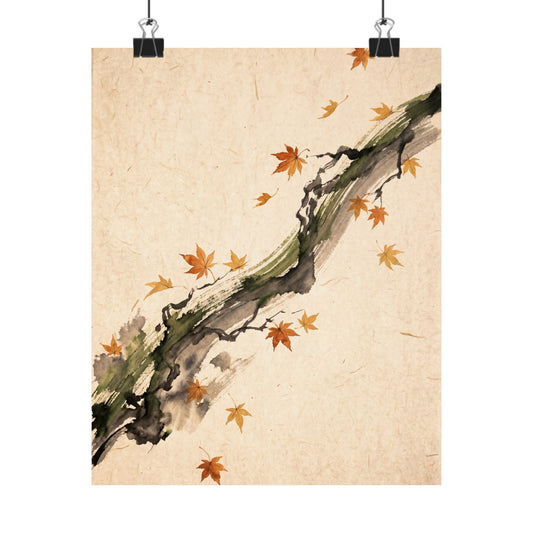 Ma Ink Brushstroke Wall Art Print - Zen Ukiyo E Inspired