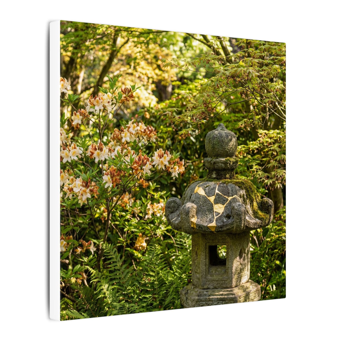 Spring Stone Lantern Gold Repair Canvas Art | Beautiful Decor