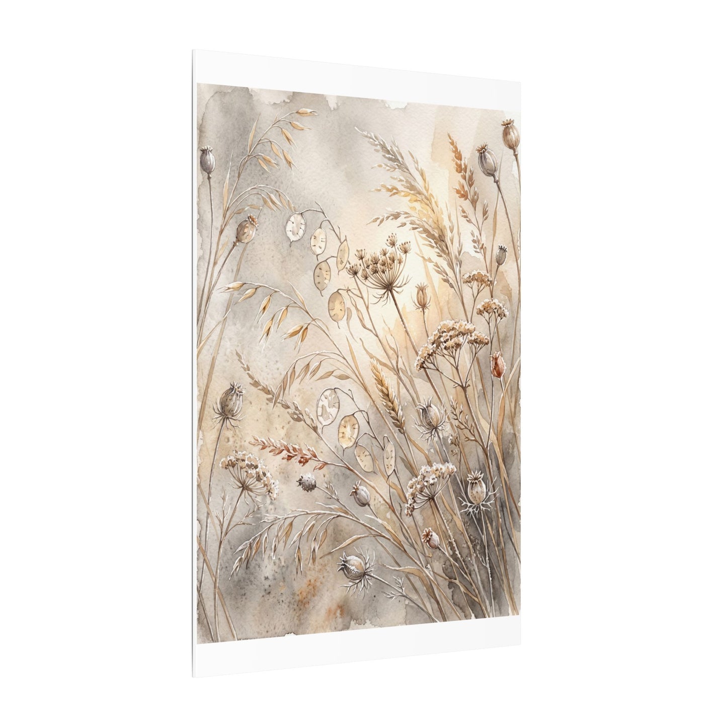 Winter Dried Flowers Watercolor Canvas Art | Warm Decor
