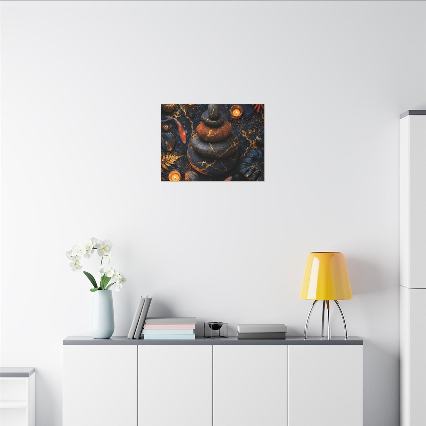 Summer River Stones Gold Vein Canvas Art | Resilient Decor