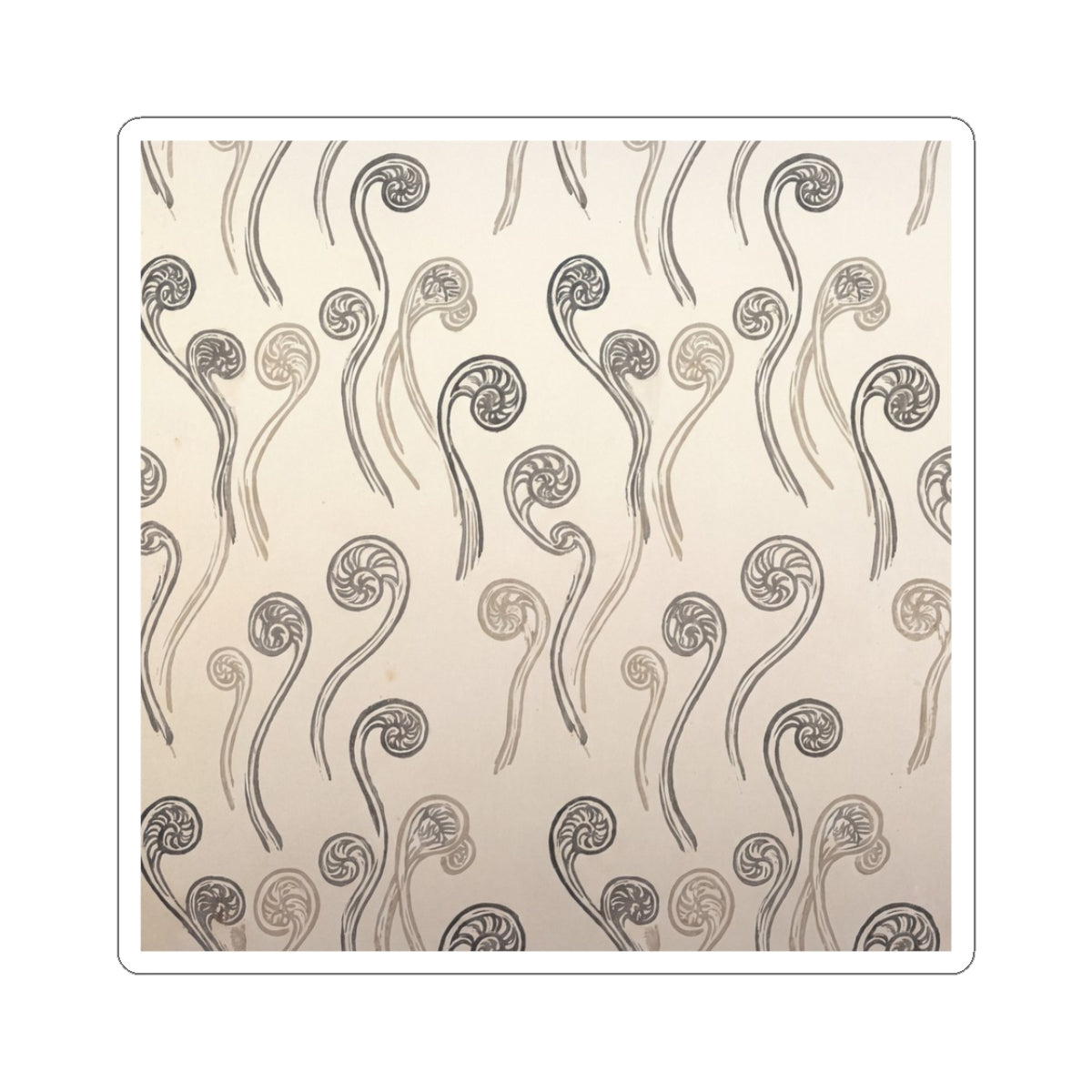 Summer Fern Unfurling Japanese Pattern Sticker | Neutral Decor