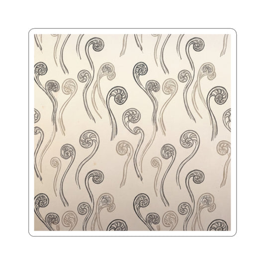 Summer Fern Unfurling Japanese Pattern Sticker | Neutral Decor