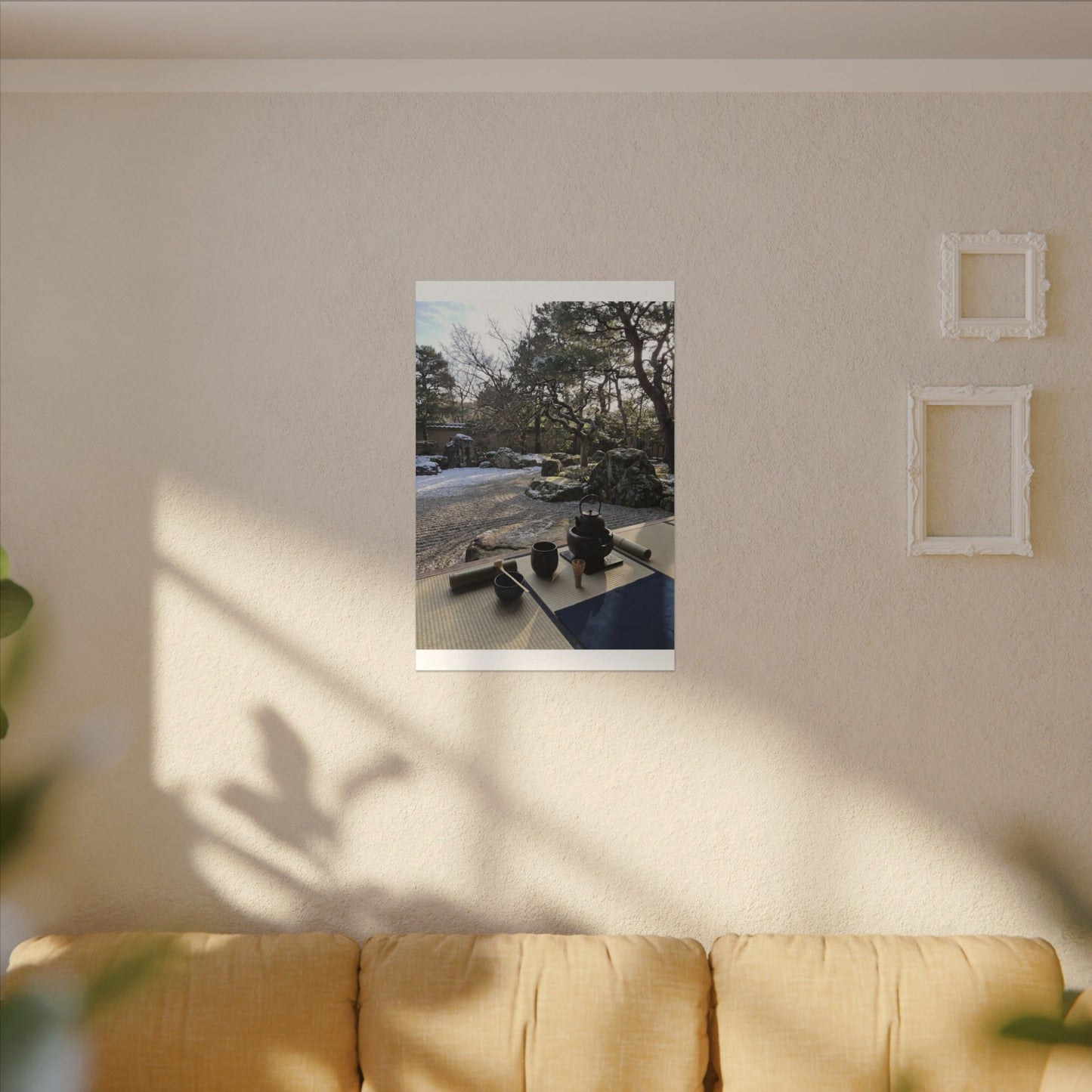Winter Tea Ceremony Karesansui Canvas Art | Serene Decor