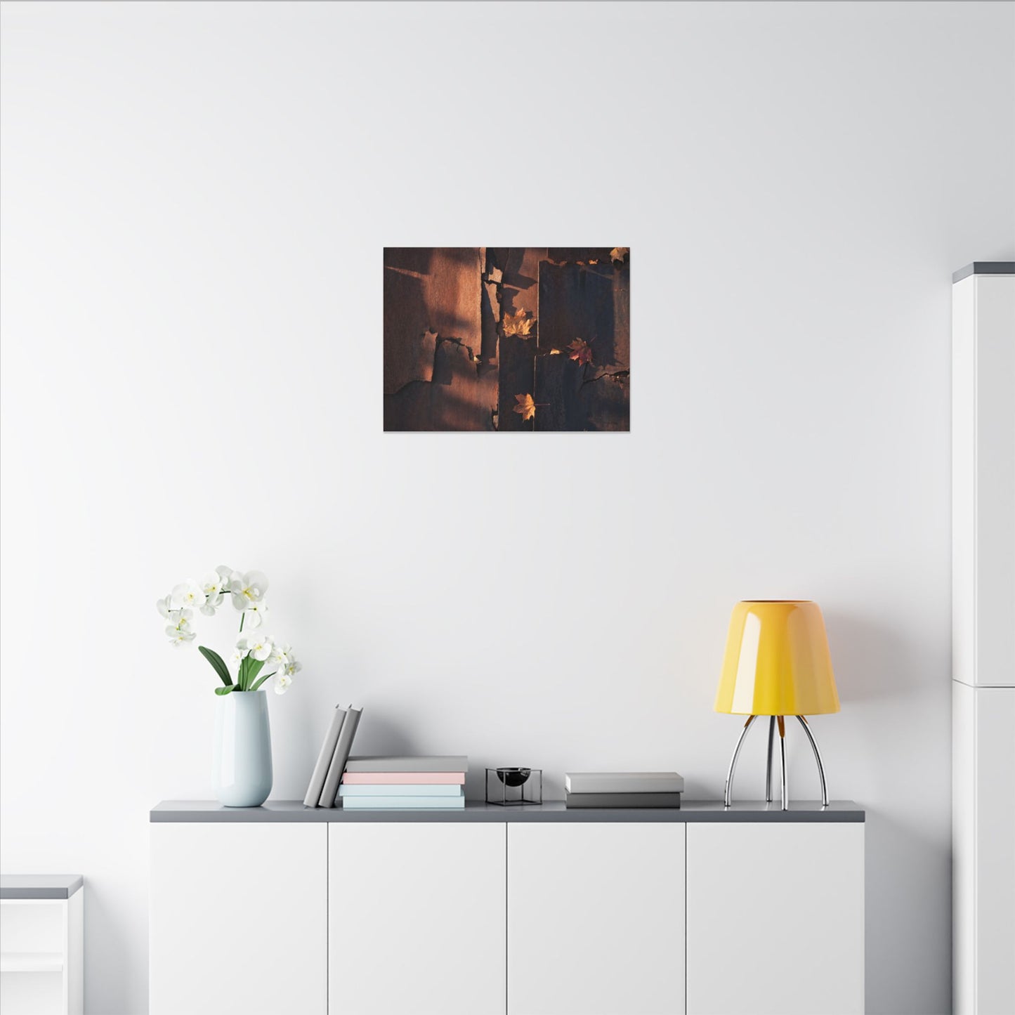 Seijaku Rust Patina Canvas Art - Dark Japandi Shadow Zen