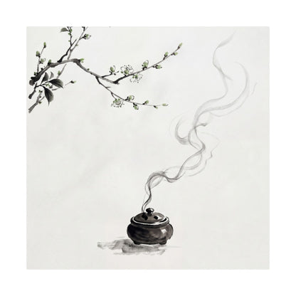 Ma Incense Smoke Wall Art Print - Zen Sumi E