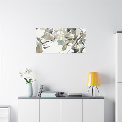 Elegant Stone Lantern Canvas Art - Watercolor Japandi