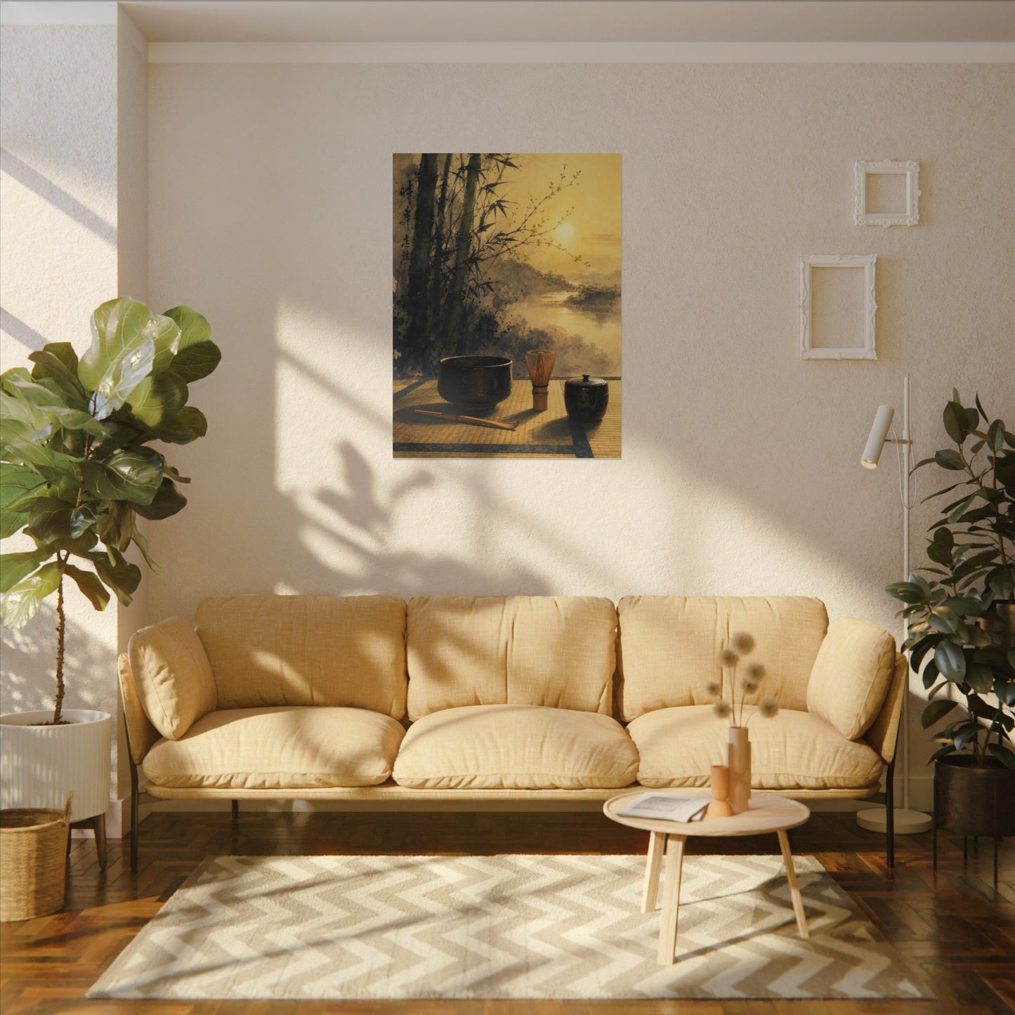 Tea Ceremony Sumi E Canvas Art | Contemplative Zen Art