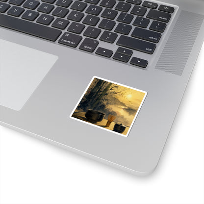 Tea Ceremony Sumi E Sticker | Peaceful Zen Art