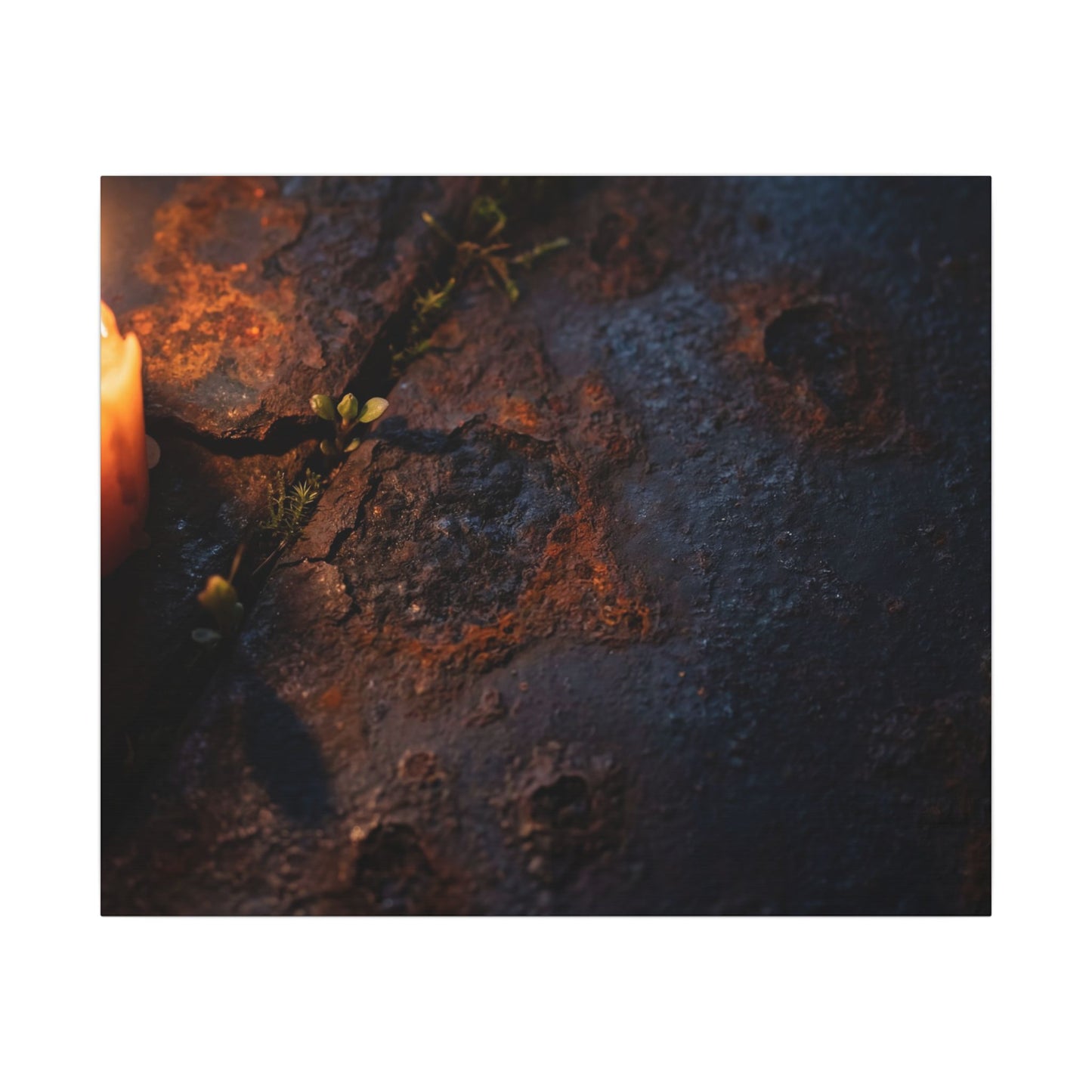 Candlelight Rust Patina Canvas Art - Dark Japandi Ma