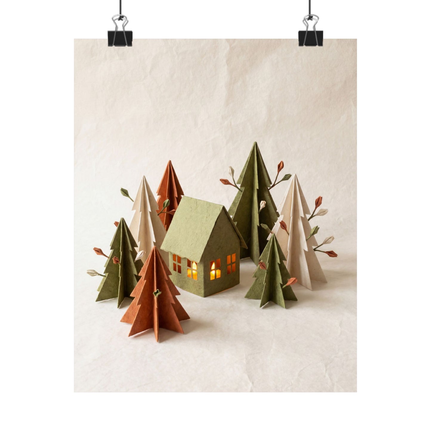 Spring Paper Fold Forest Whimsy Wall Art Print | Nostalgic Decor