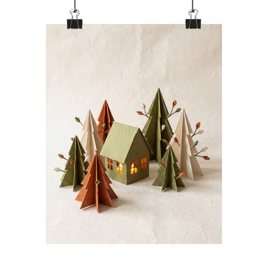 Spring Paper Fold Forest Whimsy Wall Art Print | Nostalgic Decor