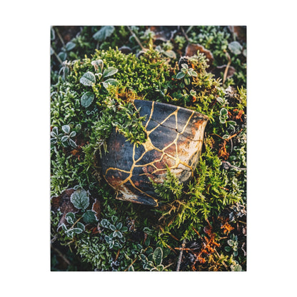 Artful Moss Close Up Canvas Art - Gold Repair Kintsugi