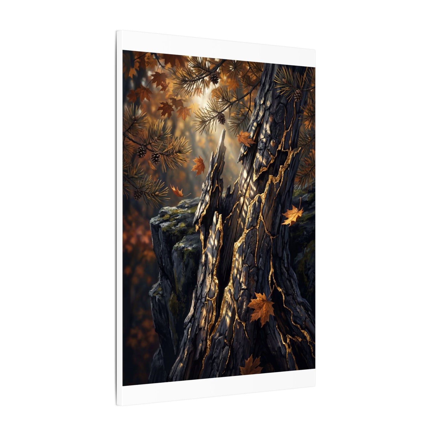 Pine Tree Autumn Canvas Art | Kintsugi Beautiful Design