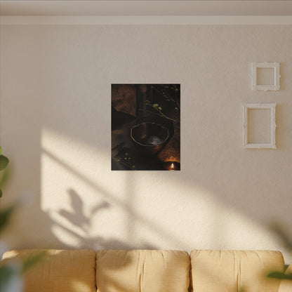 Atmospheric Ceramic Bowl Canvas Art - Shadow Zen Dark Japandi