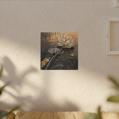 Kintsugi Lotus Flower in Golden Hour | Gold Vein Canvas Art